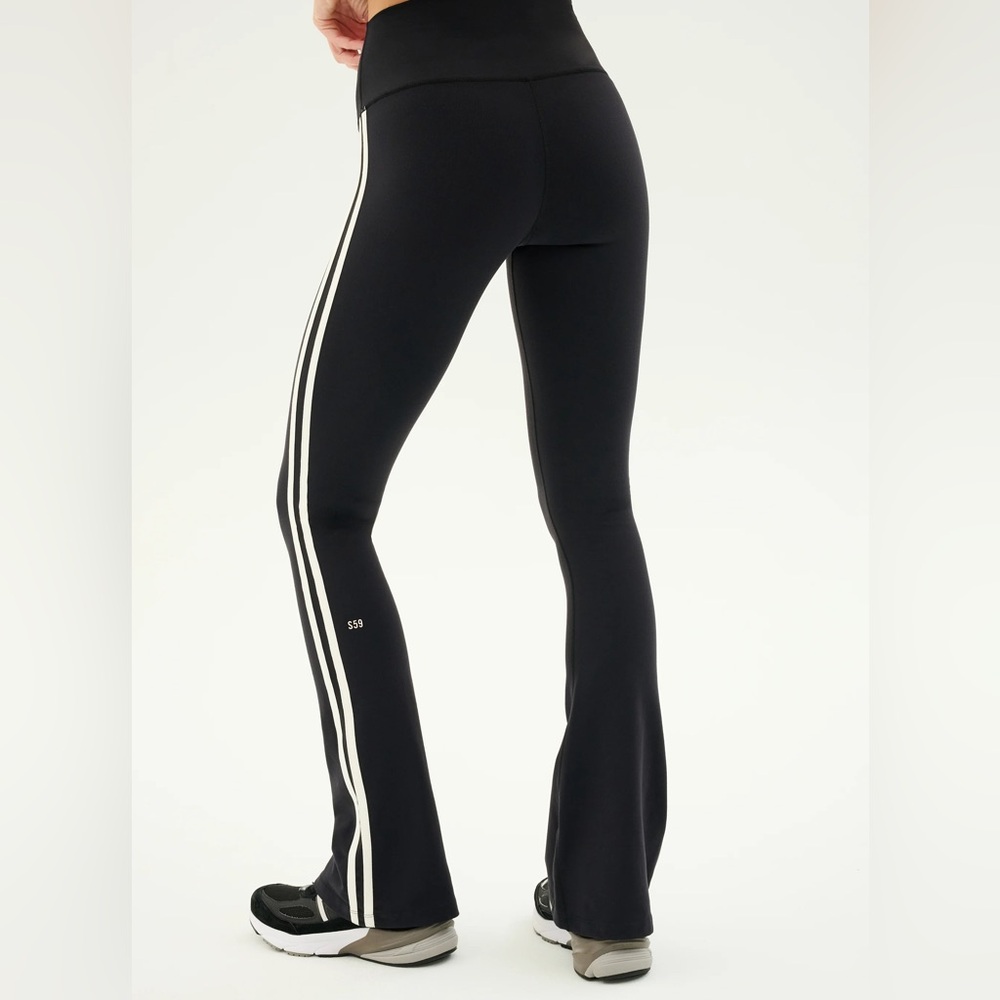 Splits59 Black Flare Pants with White Stripes